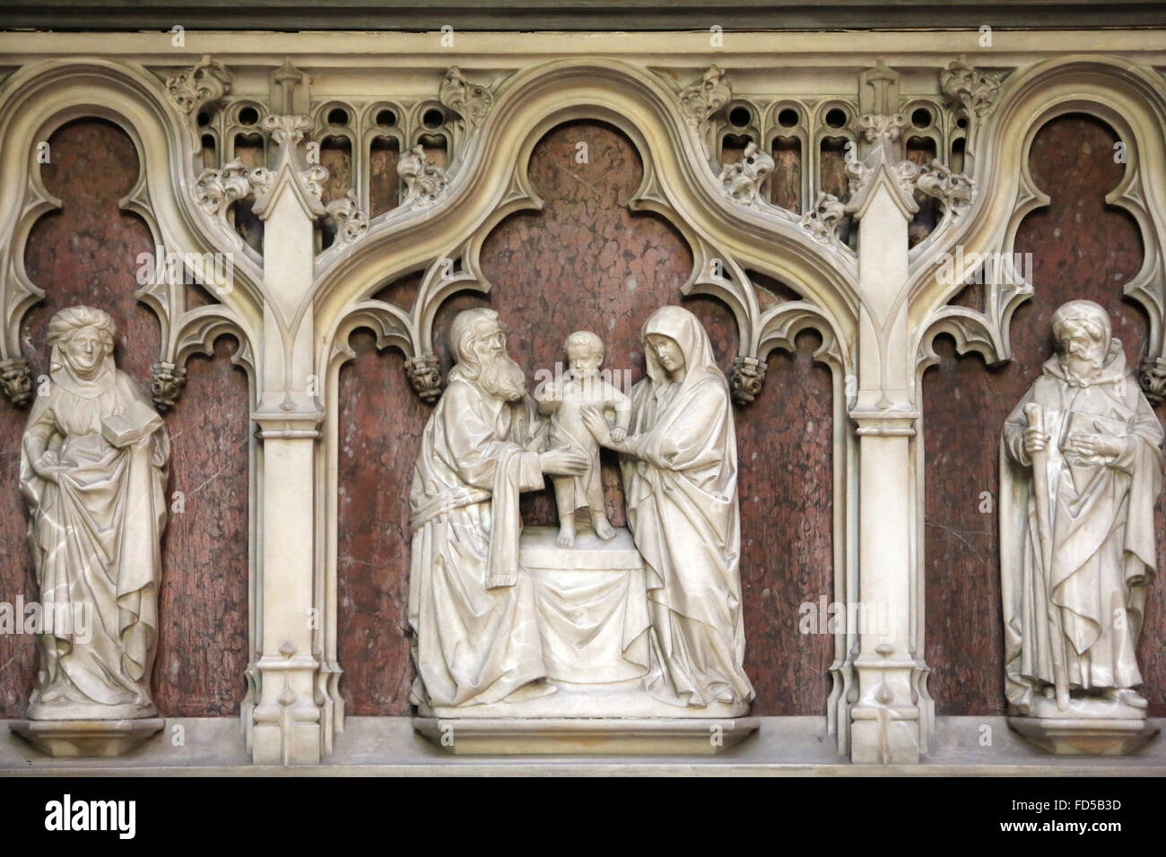 Dans le transept nord : Présentation de Jésus au Temple. La cathédrale Saint-Étienne. La Cathédrale de Metz. Banque D'Images