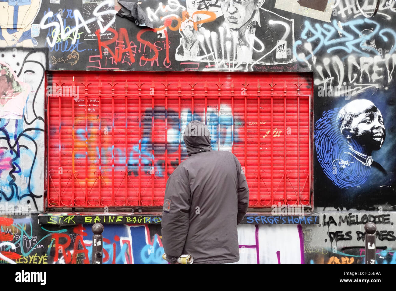 Des graffitis sur la maison de Serge Gainsbourg. Banque D'Images