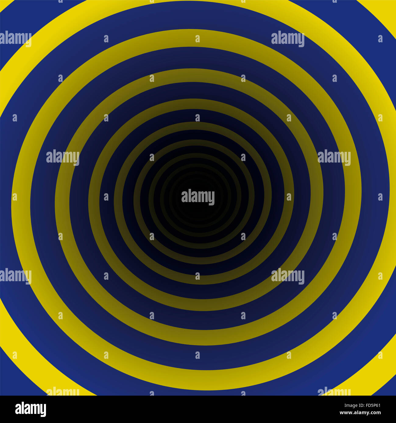 Tunnel en spirale bleu jaune motion, en trois dimensions. Banque D'Images