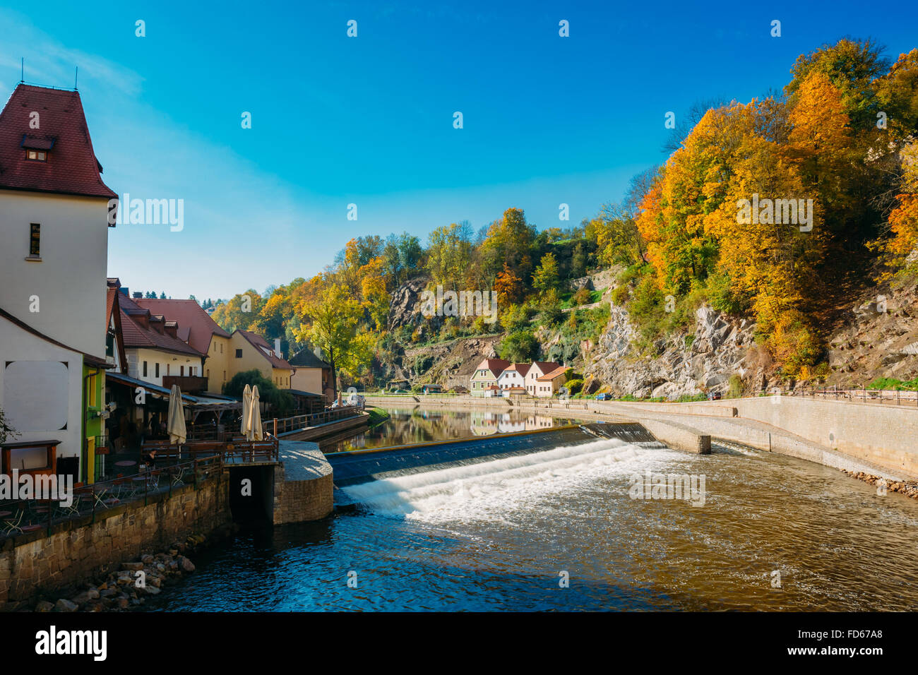 Maisons anciennes à Cesky Krumlov, République tchèque. Banque D'Images