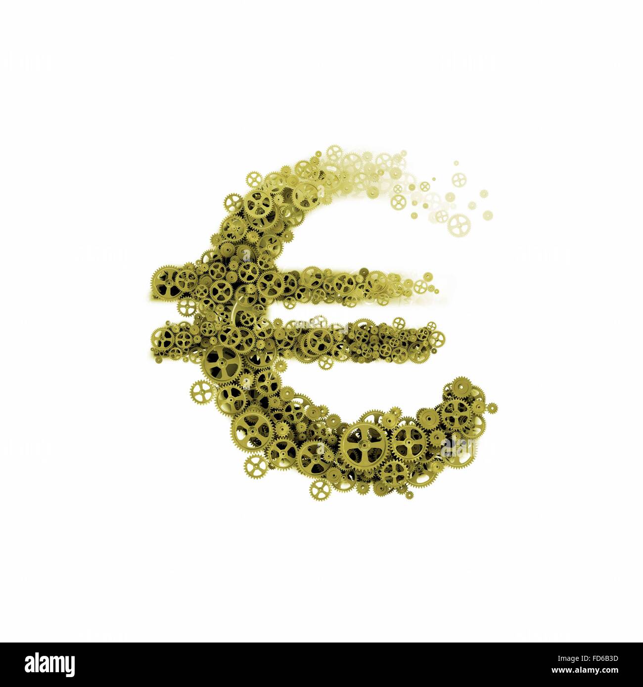 Image du symbole euro faite d'engrenages et de roues dentées Banque D'Images