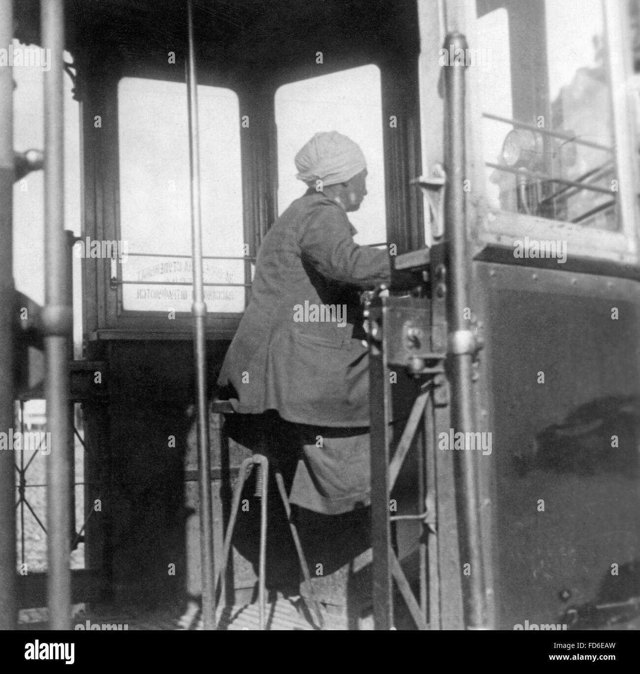 Conducteur de tramway à Moscou, 1931 Banque D'Images