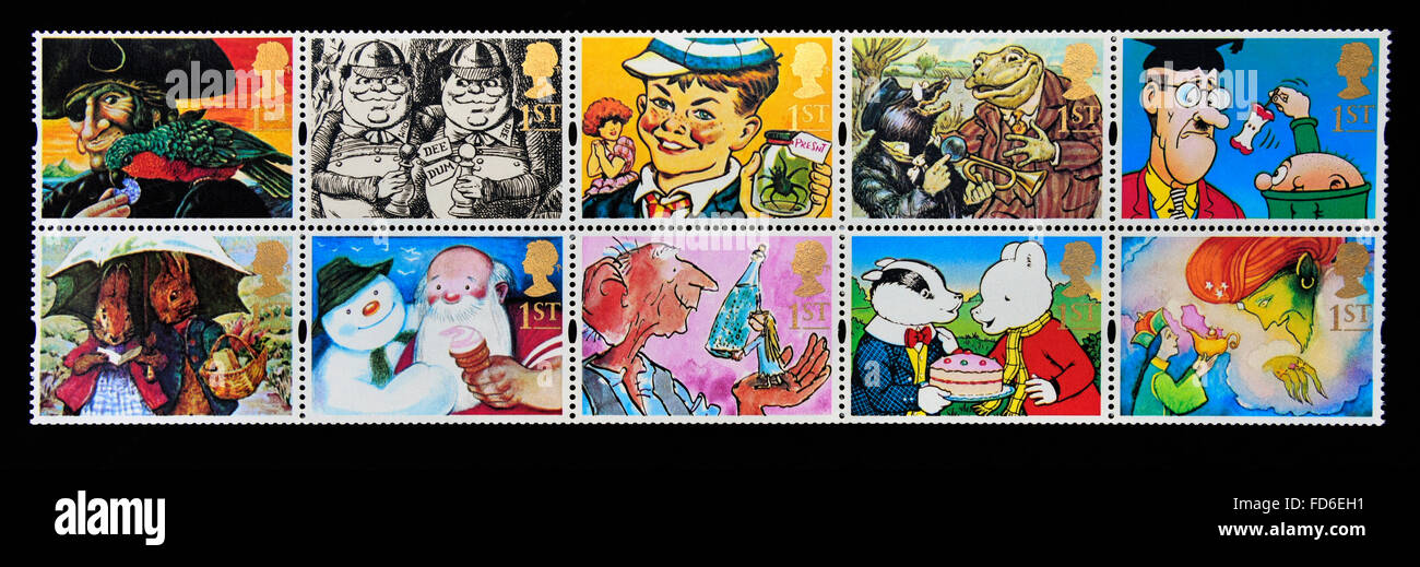 Les timbres-poste. La Grande-Bretagne. La reine Elizabeth II. 1993. Greetings stamps. "Donner de cadeau'. Bloc de se-tenant dix .1st. Banque D'Images