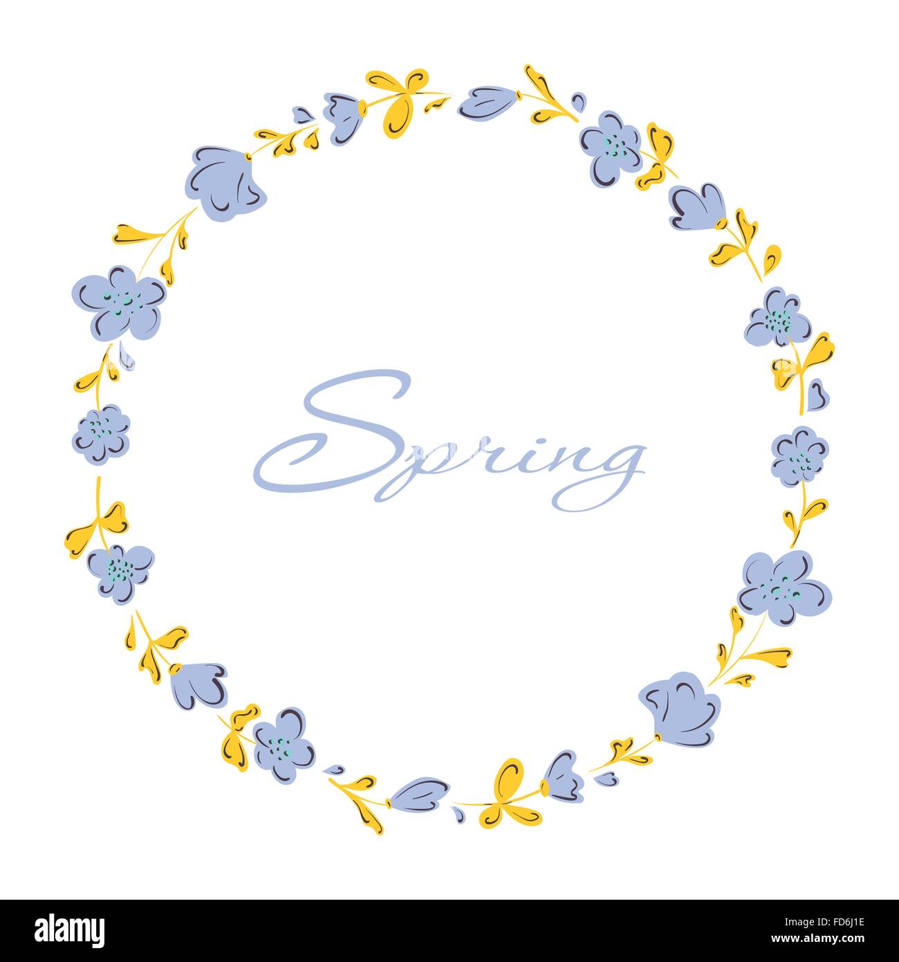 Cercle de fleurs à la main . Hand drawn design pour carte de remerciement, carte de Vœux ou d'invitation. Vector illustration. Illustration de Vecteur