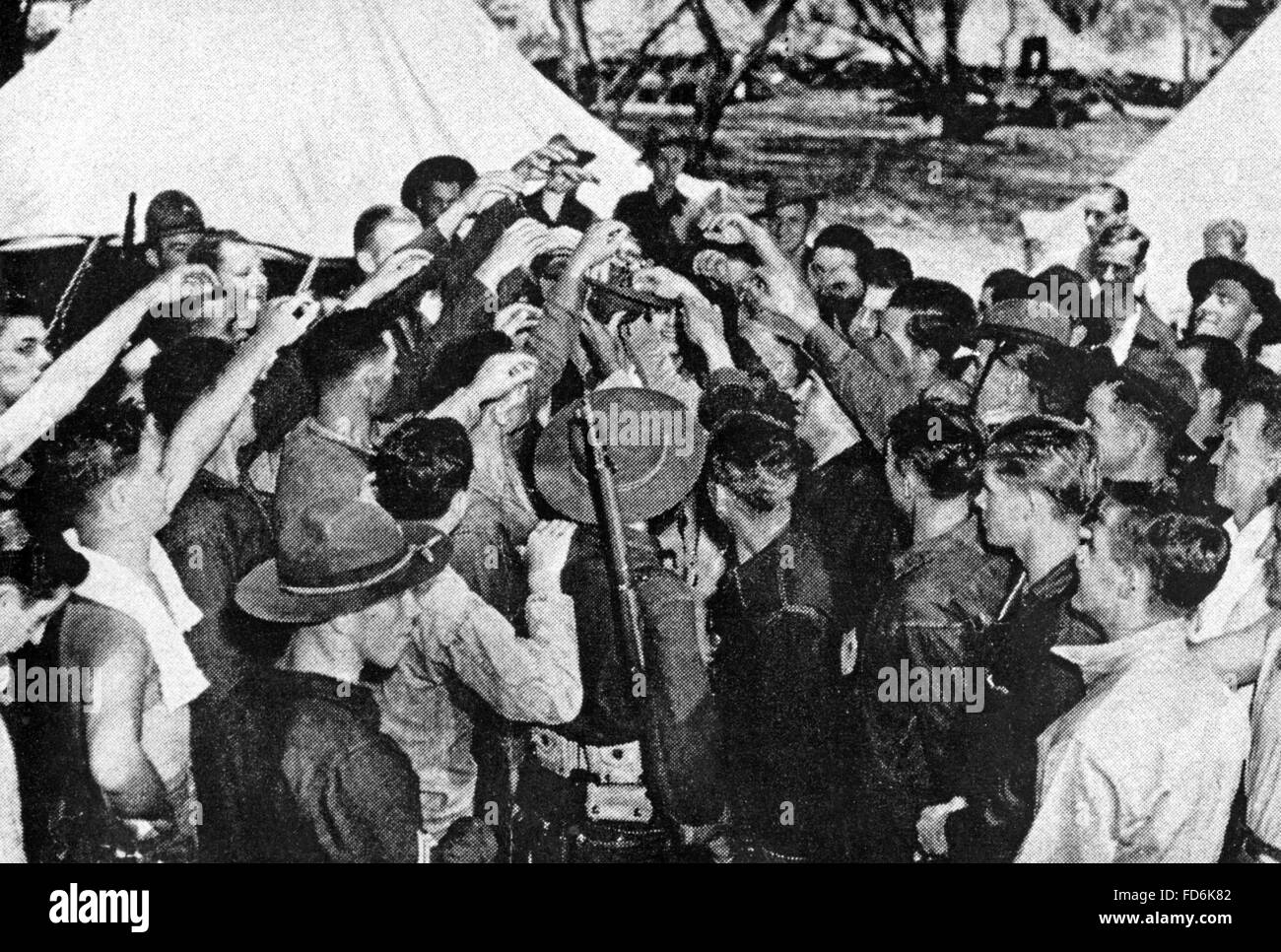 Des soldats américains dans le camp à Pearl Harbor, 1941 Banque D'Images