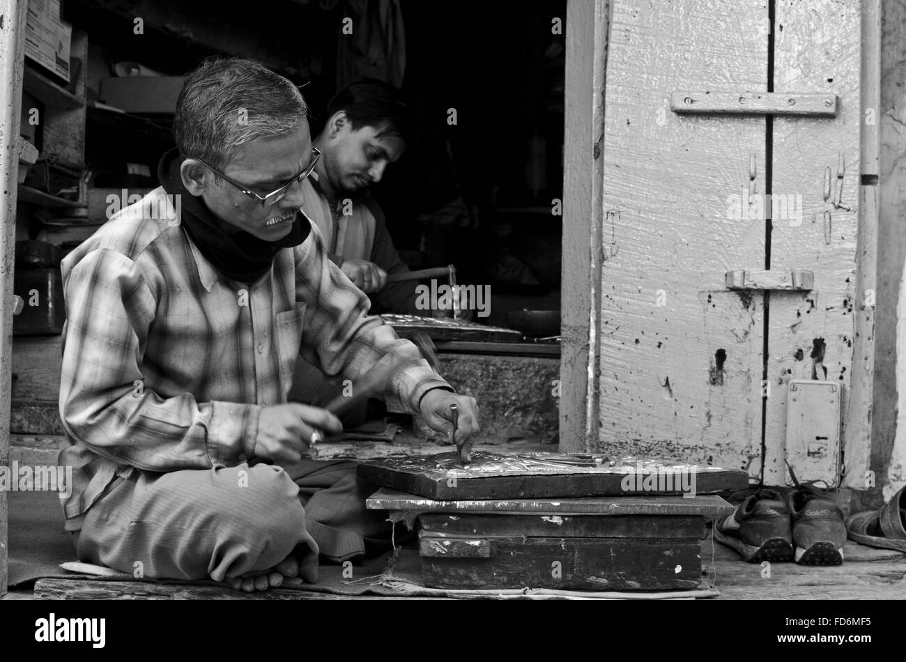 Travail de métier, Varanasi, Inde Banque D'Images