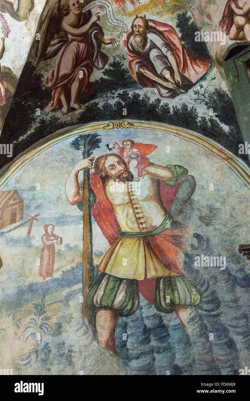 À l'intérieur du sanctuaire d'Atotonilco populaire mexicain avec des fresques baroques peintes sur le plafond et les murs à Atotonilco, au Mexique. Les peintures ont été fait par Antonio Martinez de Pocasangre et Jose Maria Barajas sur une période de trente ans et est connue comme la Chapelle Sixtine du Mexique. Banque D'Images