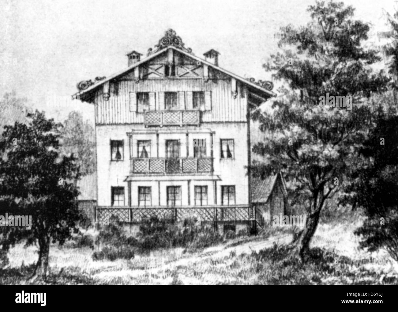 La maison de Richard Wagner sur le Lac de Starnberg, autour de 1860 Banque D'Images