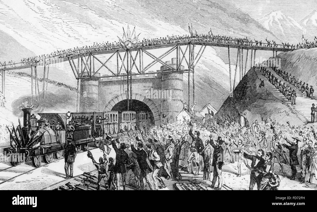 Le tunnel ferroviaire du Mont Cenis en Italie, 1871 Banque D'Images