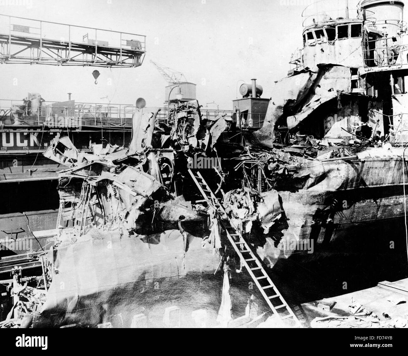 Pont endommagé de torpilleur allemand V-1, 1916 Banque D'Images