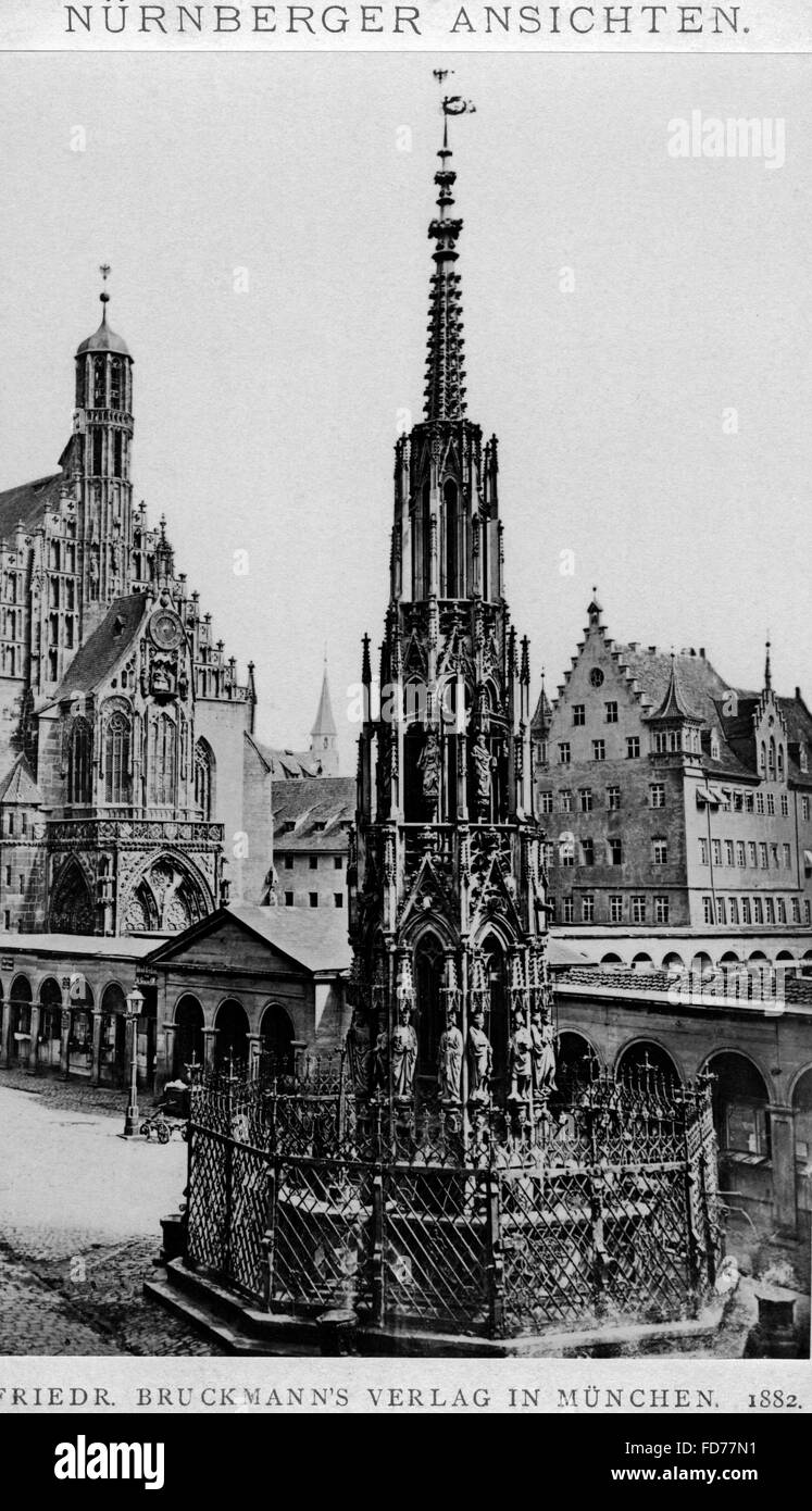 Brunnen Schoener à Nuremberg, 1882 Banque D'Images