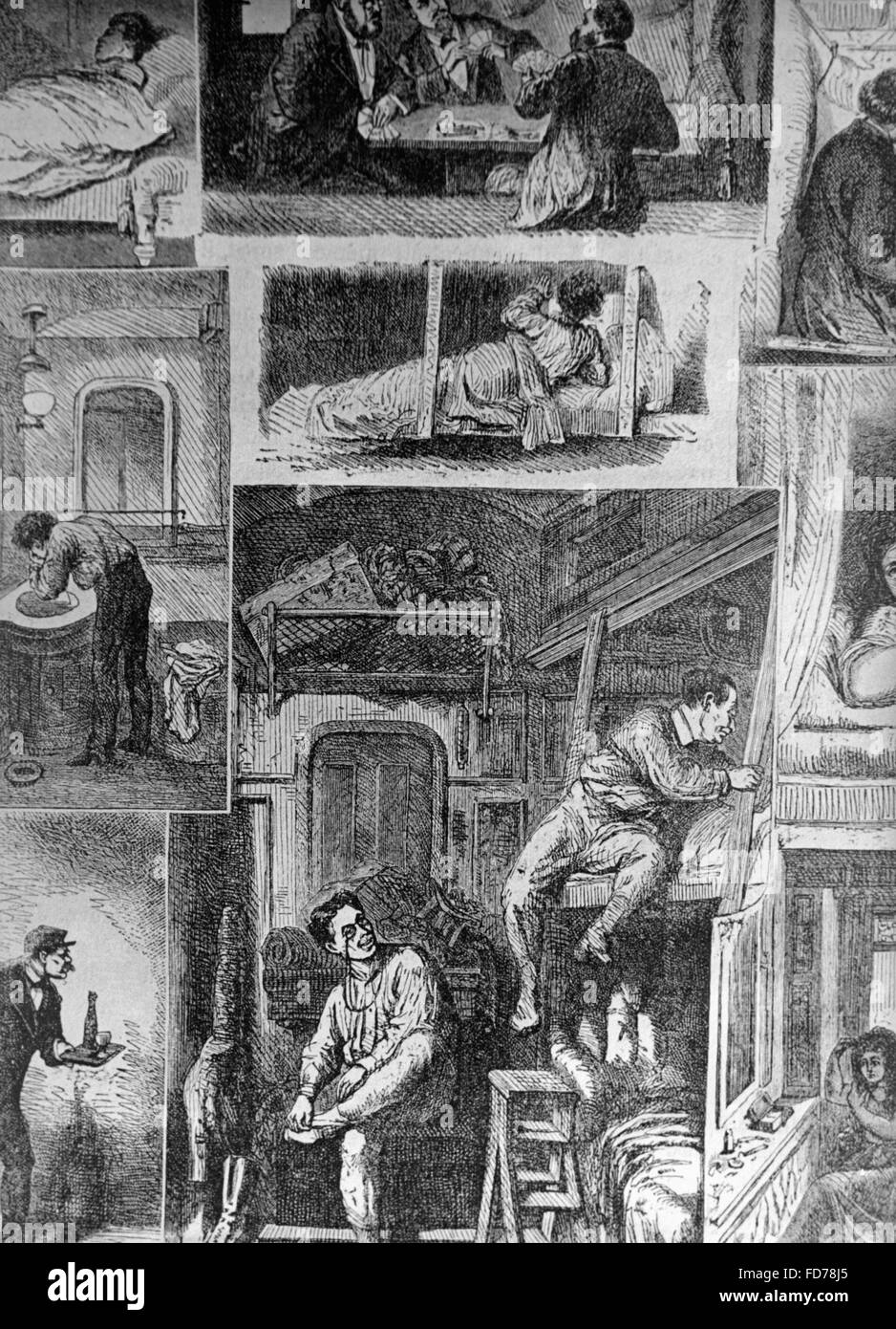 Voiture 2 scènes, autour des années 1850 Banque D'Images