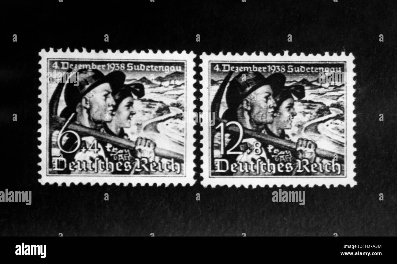 Des timbres commémoratifs pour l'incorporation des Sudètes, 1938 Banque D'Images