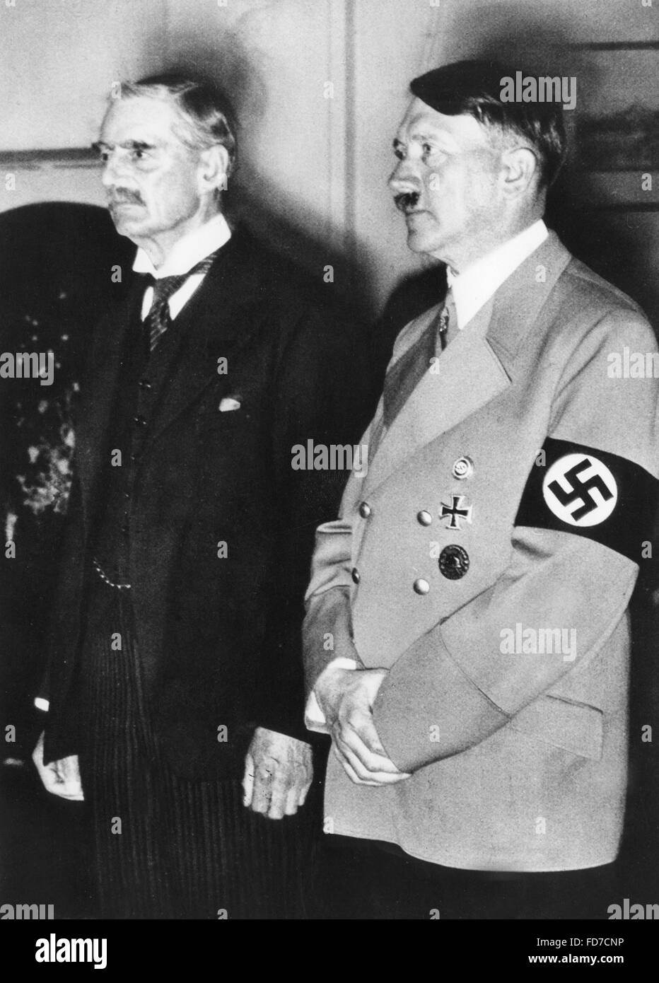 Arthur Neville Chamberlain et Adolf Hitler à Munich, 1938 Banque D'Images