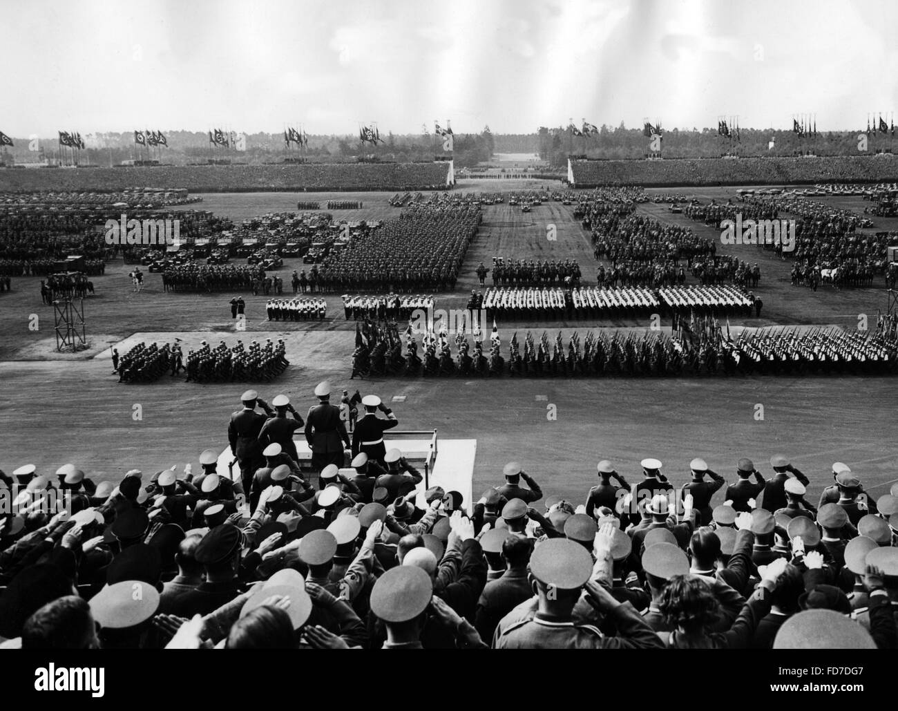 Goering, Fritsch, Blomberg et Raeder le jour de la Wehrmacht au cours de la Nuremberg, 1936 Banque D'Images