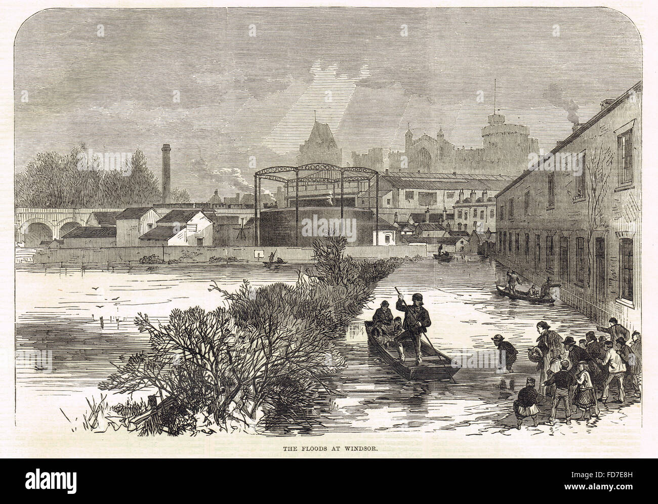 Tamise les inondations à Windsor en 1869 Banque D'Images