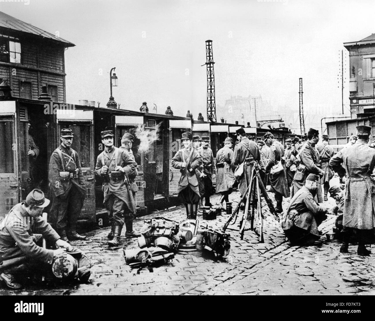 L'accumulation de troupes après le déclenchement de la guerre, 1914 Banque D'Images