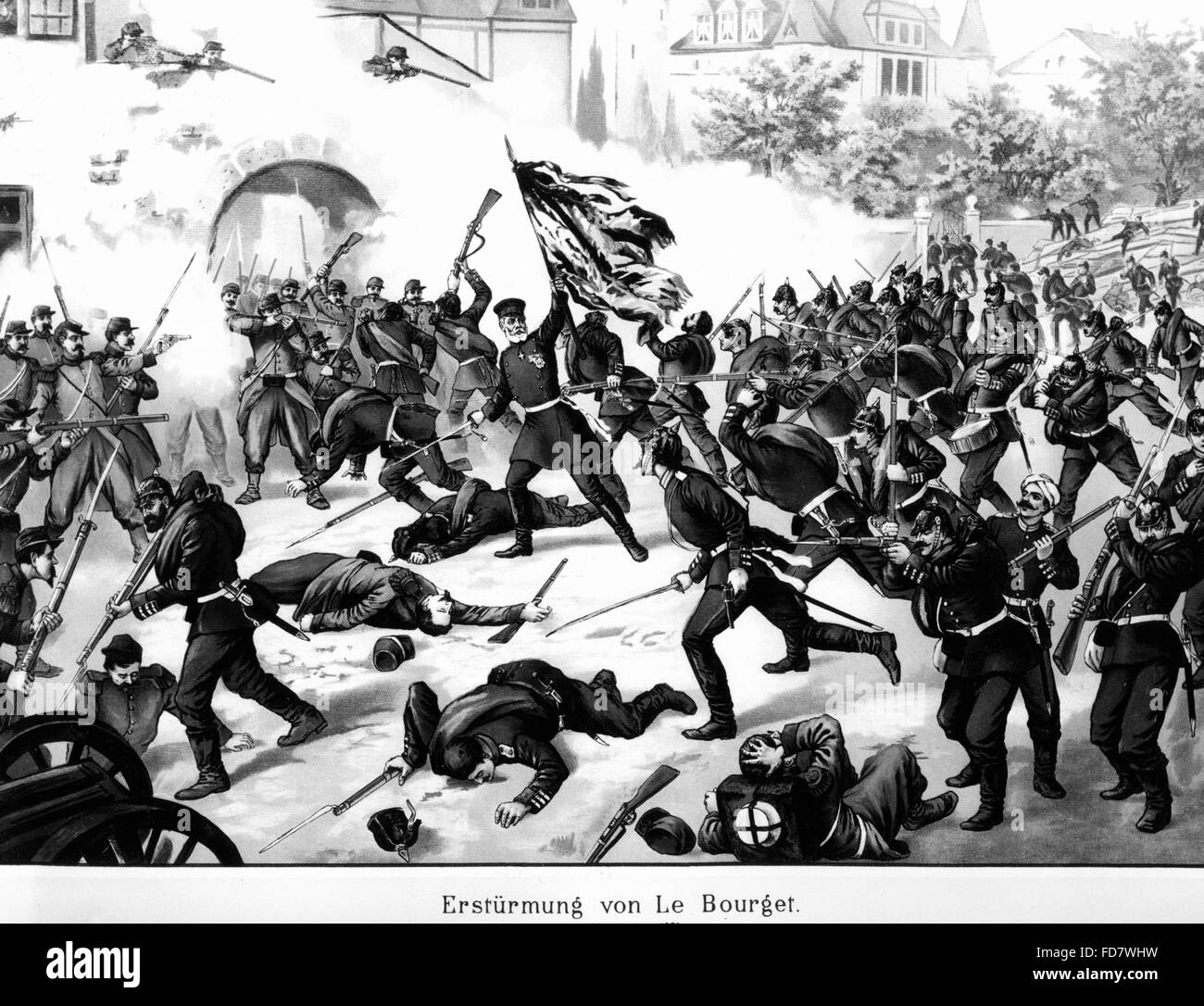 Bataille dans Le Bourget dans la guerre franco-allemande, Octobre 1870 Banque D'Images