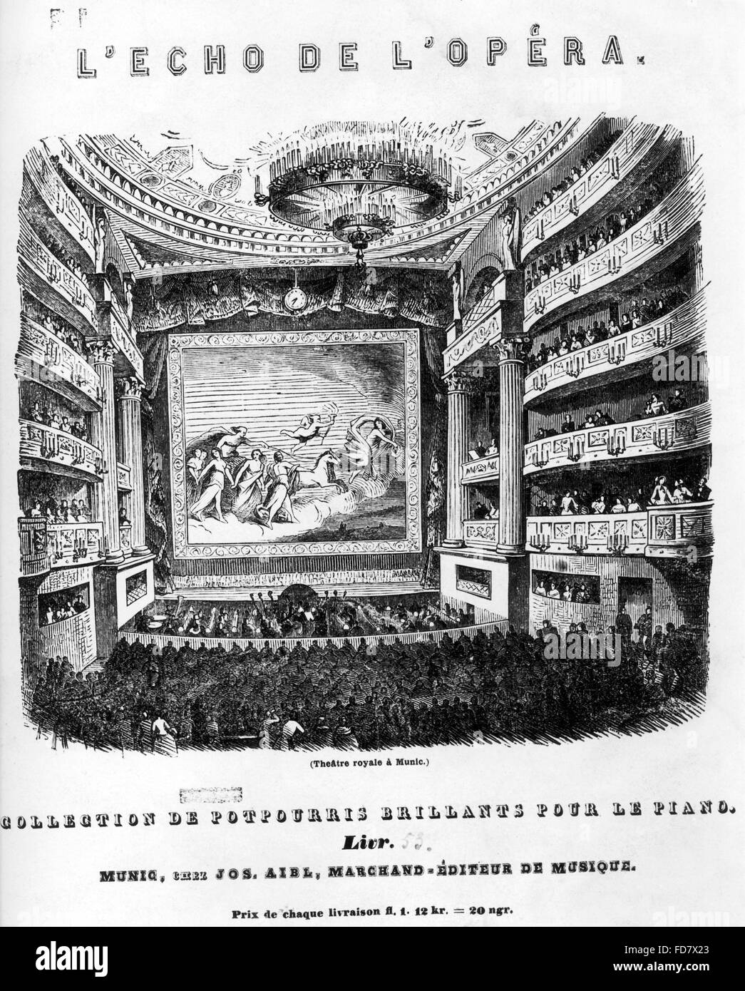 Théâtre National de Munich, 1840 Banque D'Images
