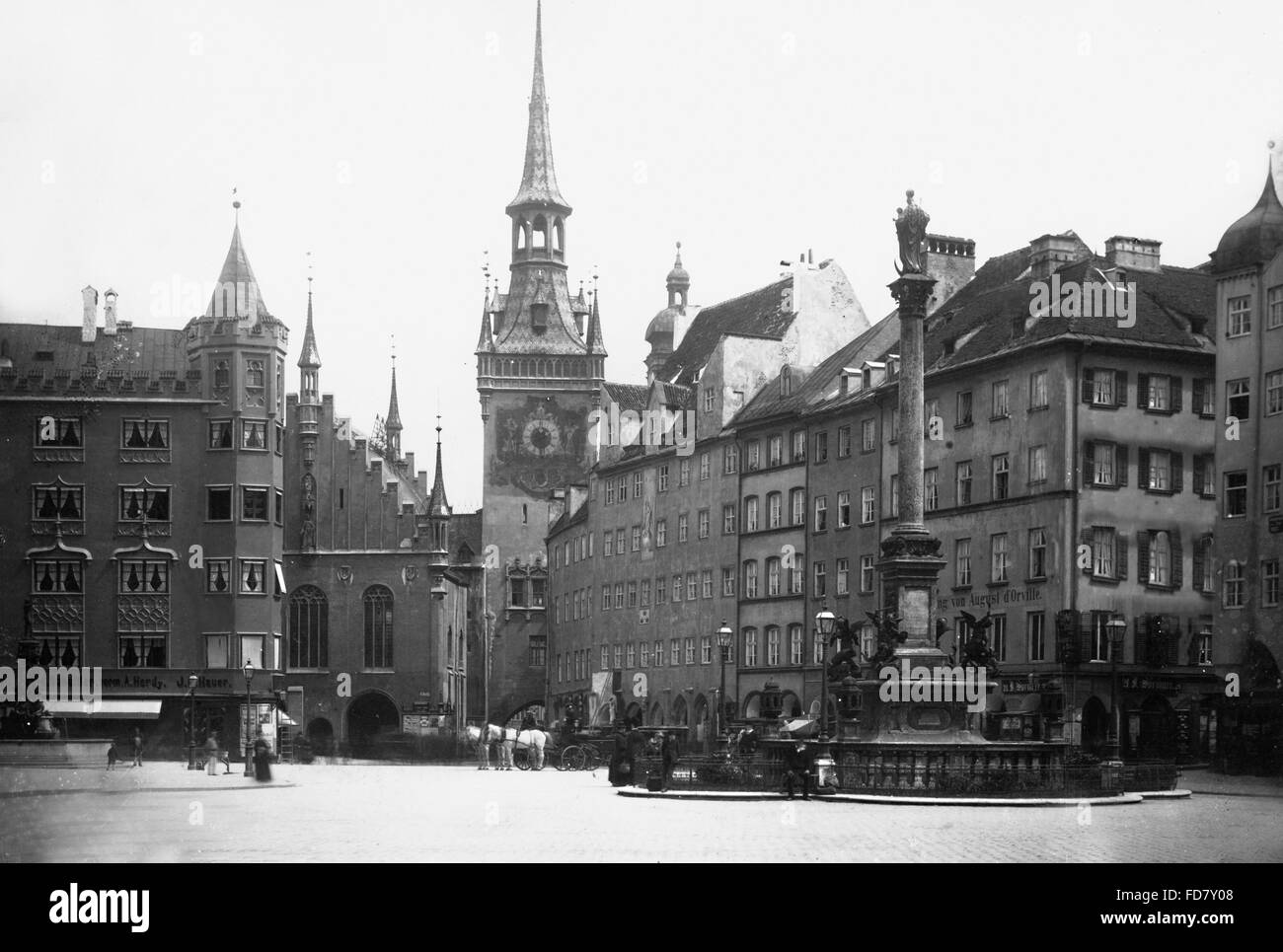 La Marienplatz à Munich vers 1905 Banque D'Images