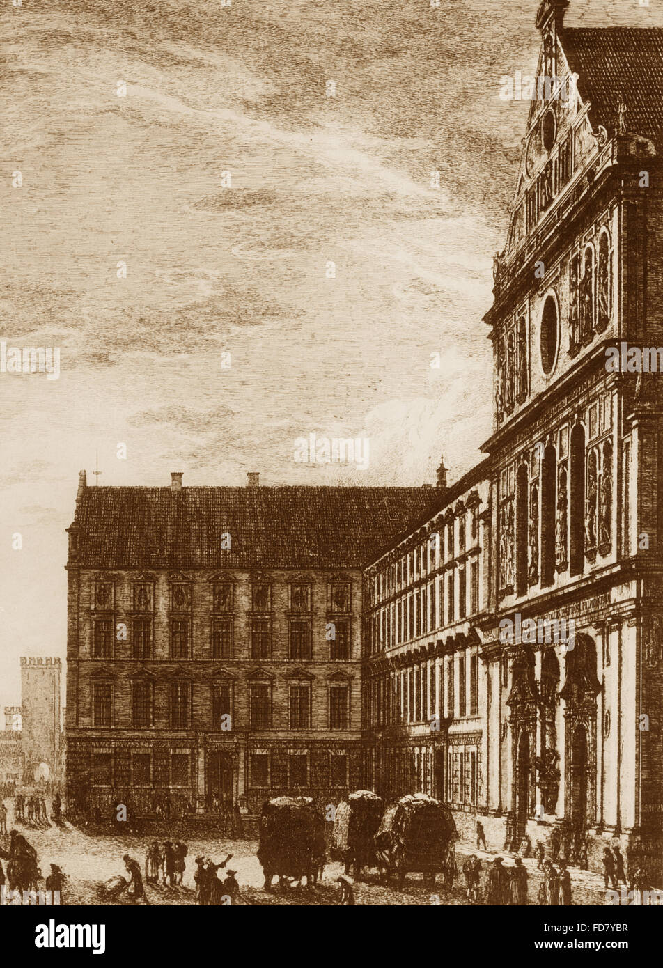 L'église de Saint Michel et de la vieille Académie dans Munich, 1810 Banque D'Images