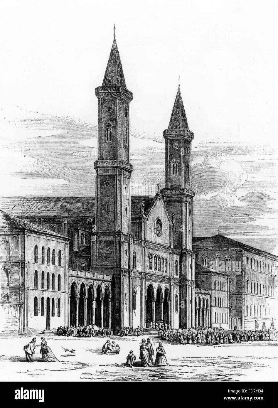 Ludwigskirche à Munich, 1844 Banque D'Images