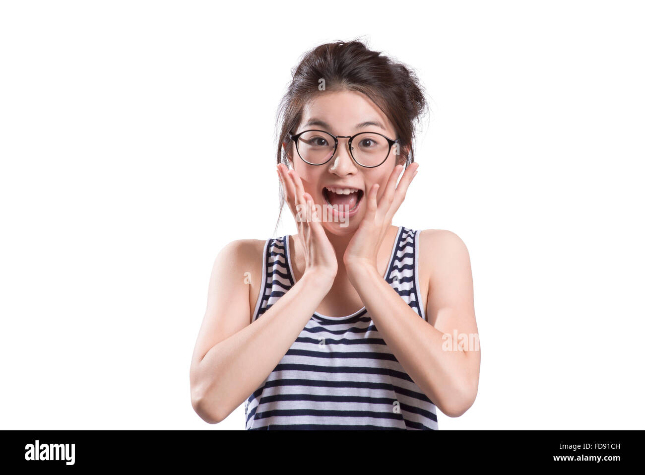 Portrait de jeune femme surprise Banque D'Images