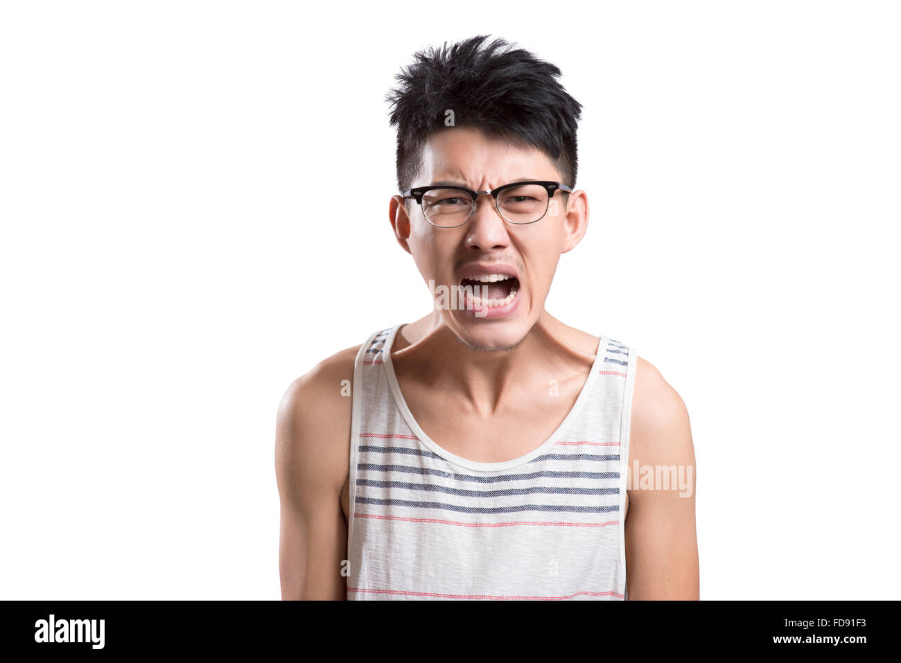 Portrait de jeune homme crier Banque D'Images