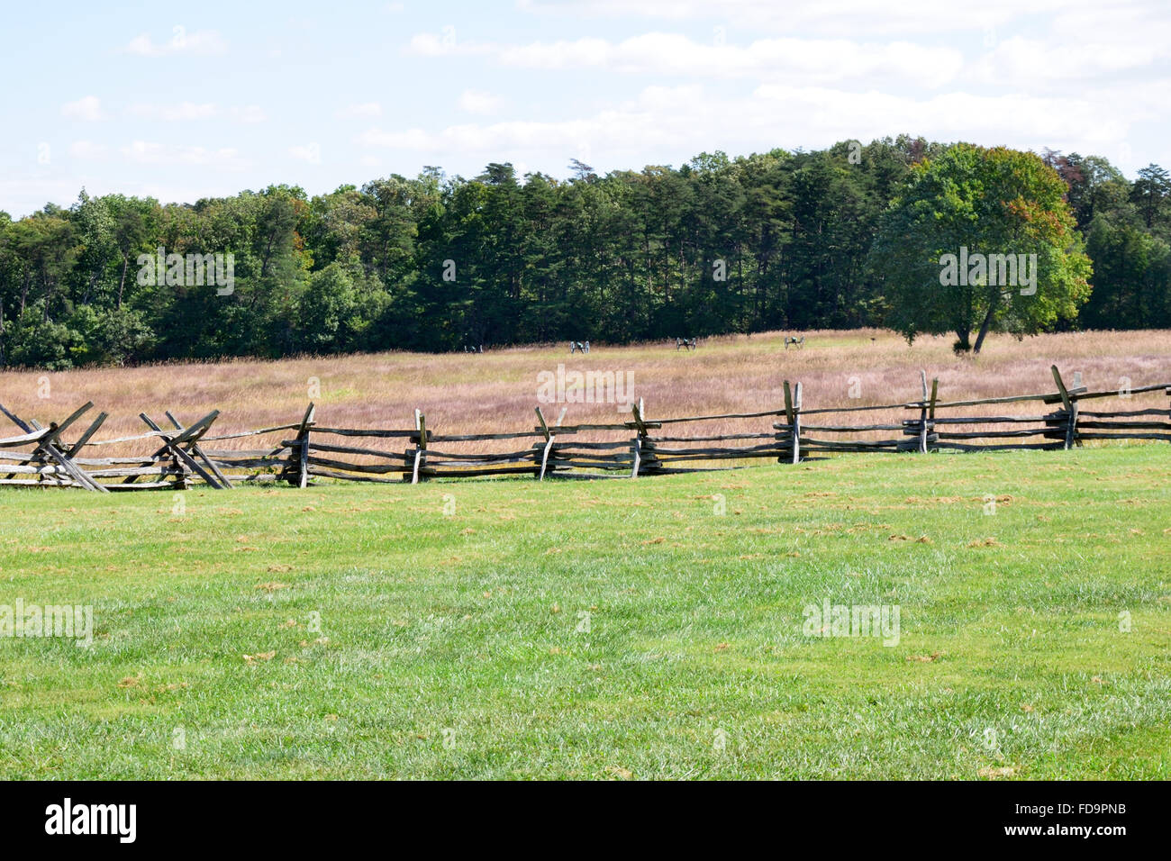 Picket Fences & Artillerie confédérée, Premier Manassas Battlefield Banque D'Images