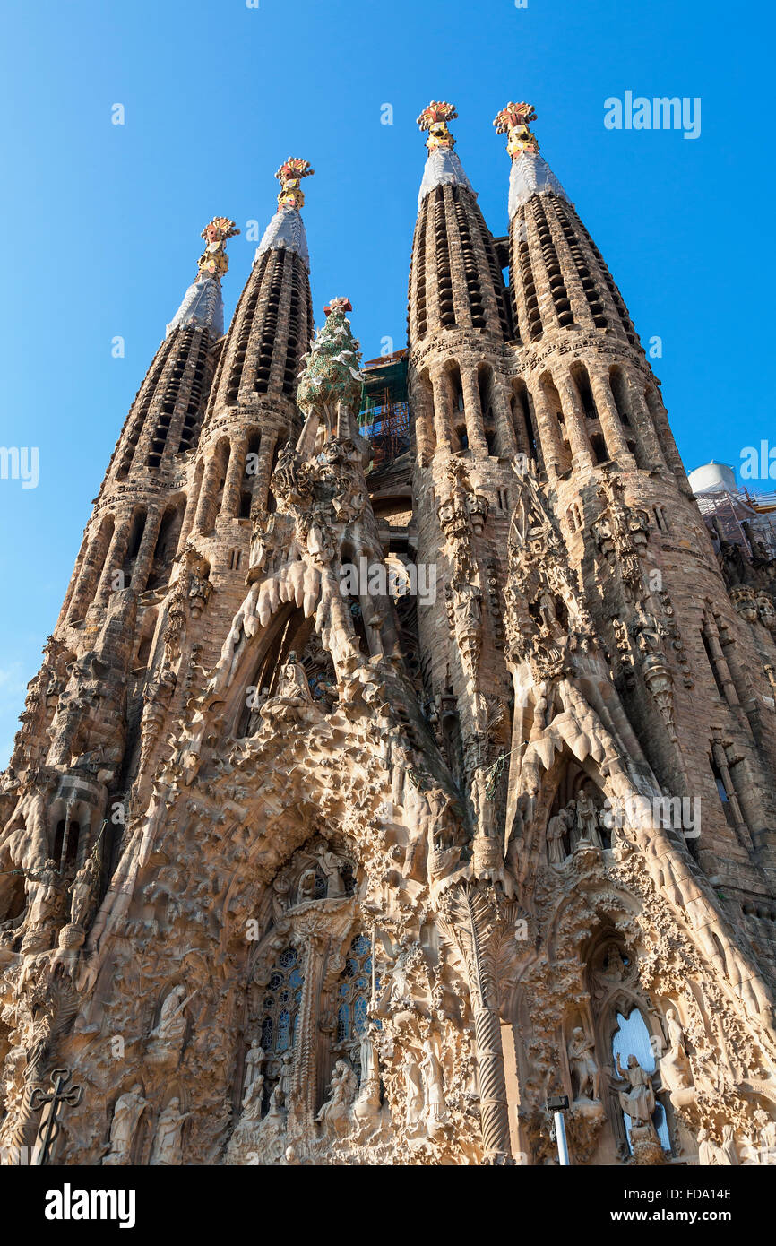 Barcelone, Sagrada Familia d'Antoni Gaudi Banque D'Images