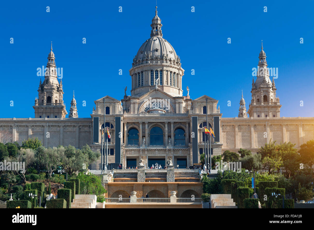 Espagne, Catalogne, Barcelone, Montjuic, le Musée National d'Art de Catalogne (MNAC), le Palais National (Palau Nacional) Banque D'Images