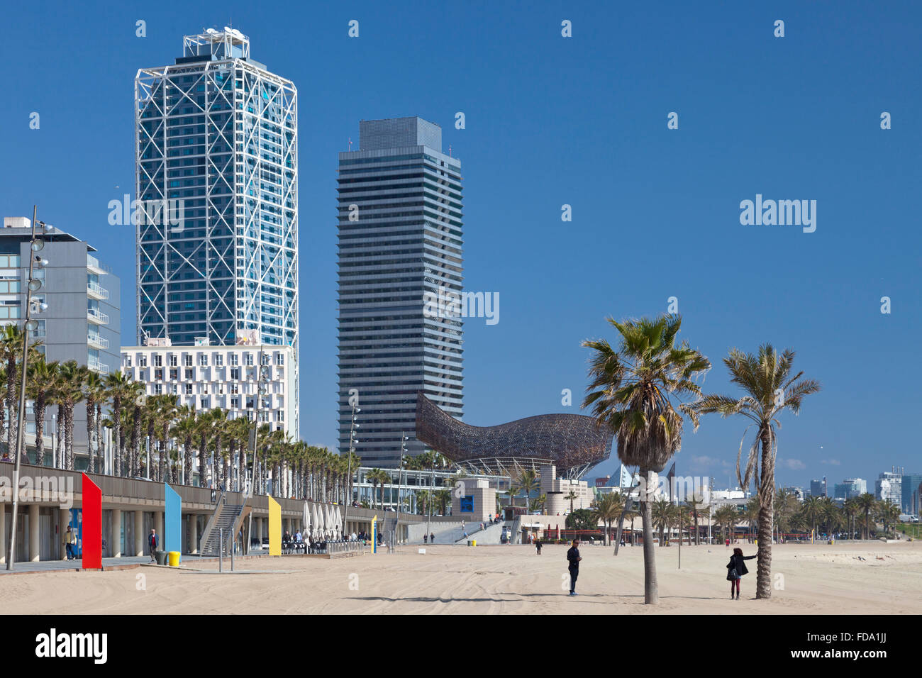 Espagne, Barcelone beach Banque D'Images