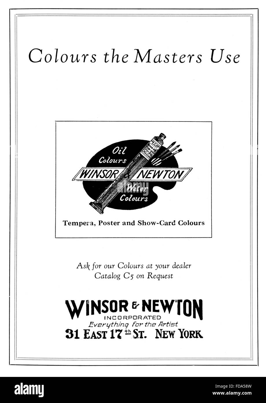 Winsor et Newton Artists materials Annonce de Studio Magazine International 1926 Banque D'Images