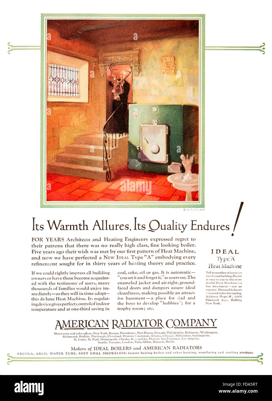Radiateur américain de 1926 annonce de l'entreprise Studio Magazine International Banque D'Images