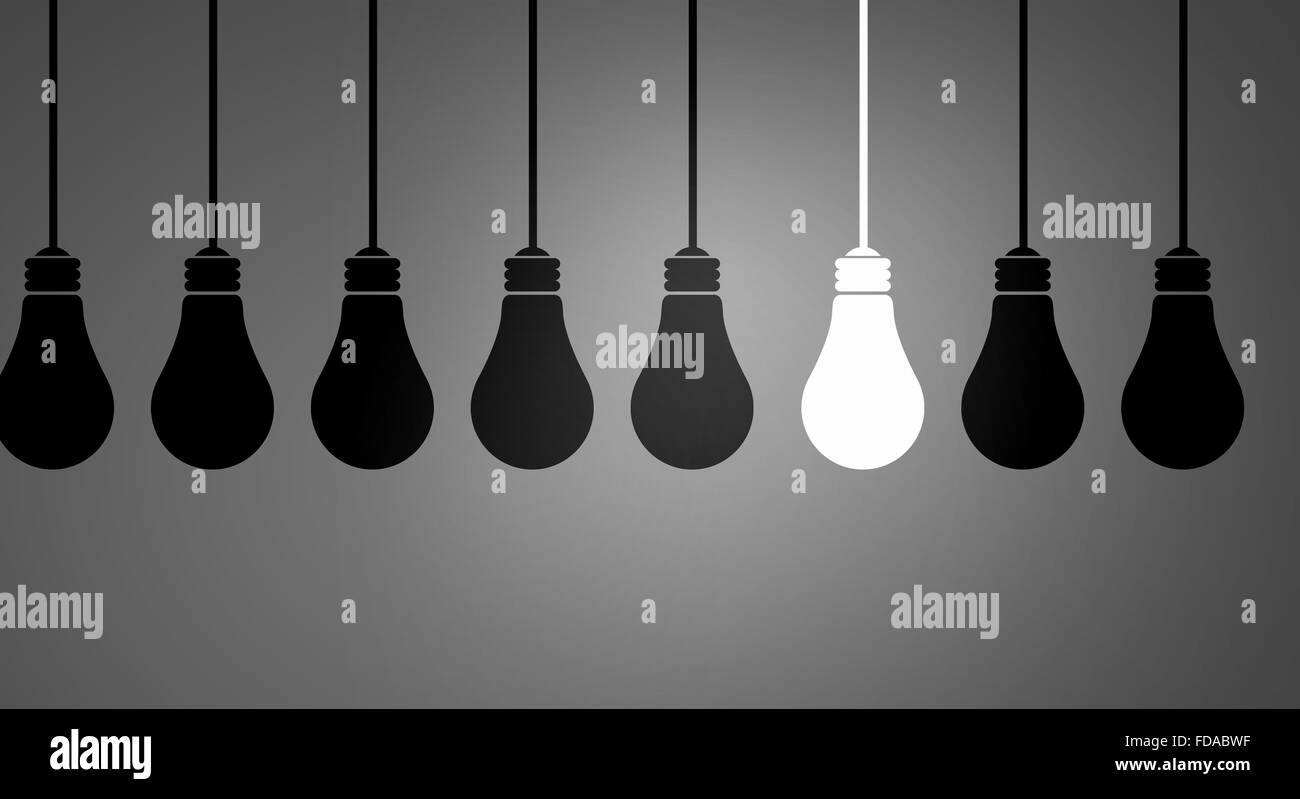 Les ampoules sur fond sombre avec un glowing Banque D'Images