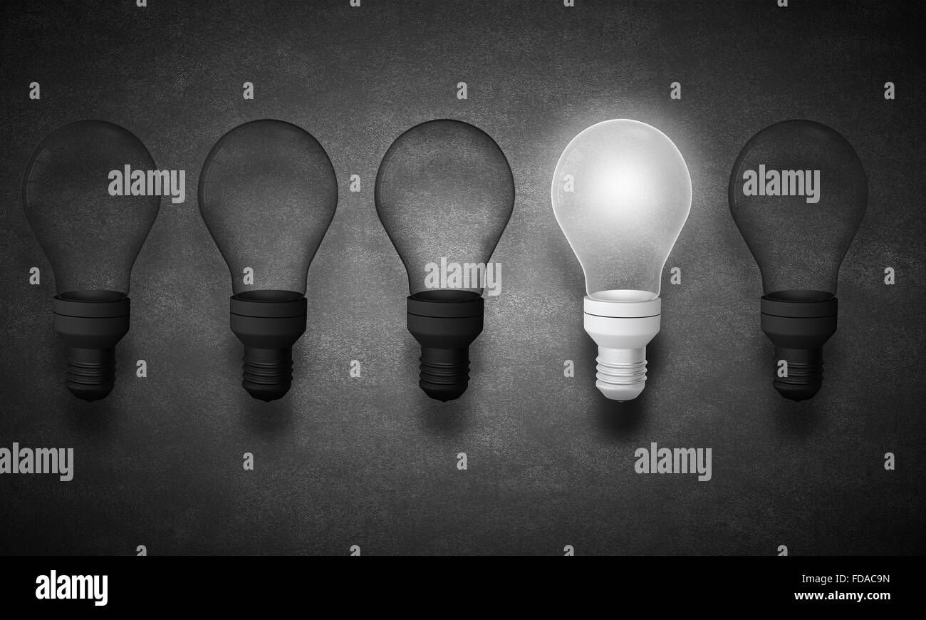 Les ampoules sur fond sombre avec un glowing Banque D'Images