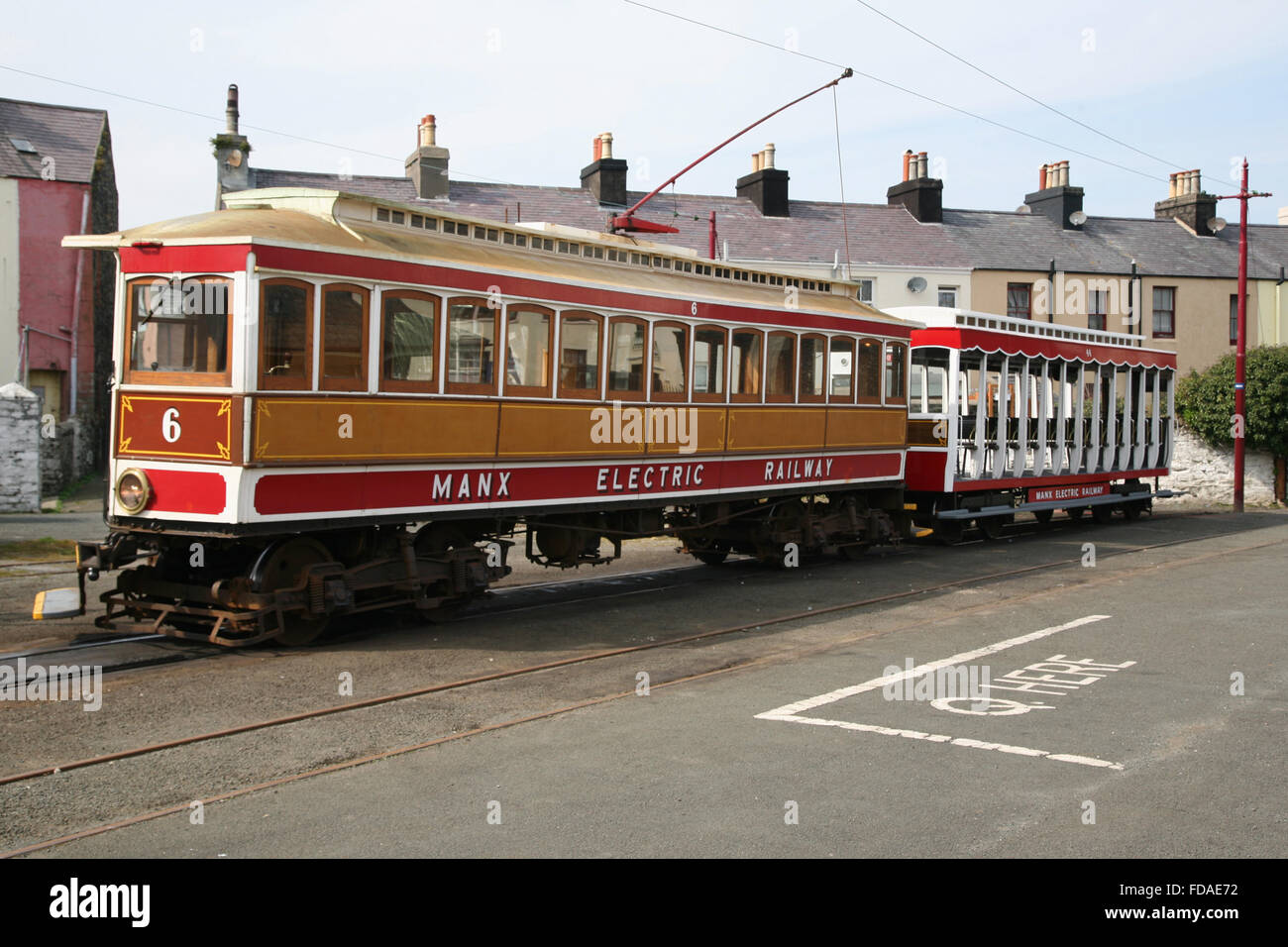 Wagons de chemin de fer électrique mannois à Ramsey, Ile de Man Banque D'Images