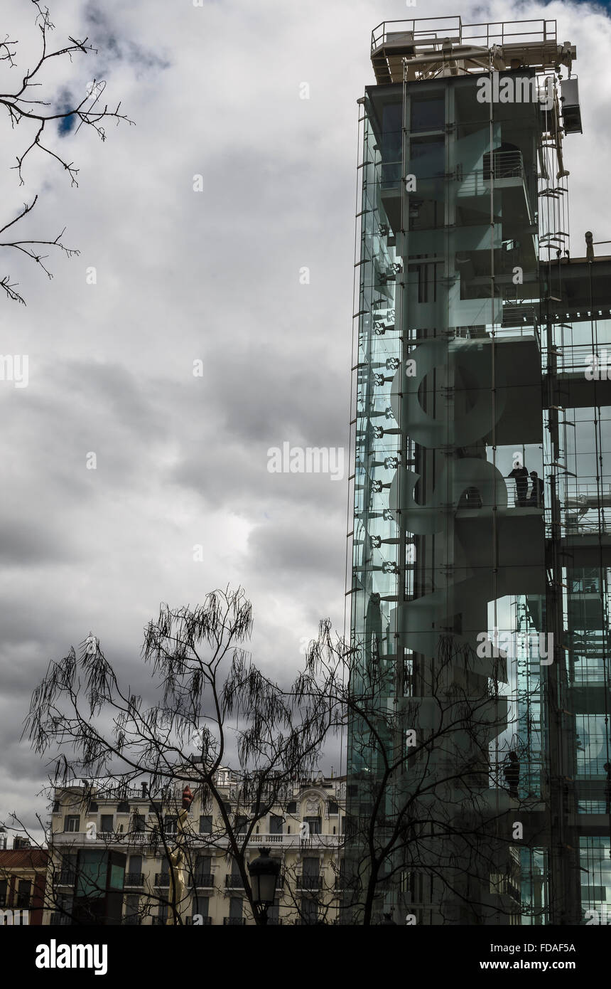 Vue sur les remontées mécaniques de la Reine Sofia, Madrid, Espagne Banque D'Images