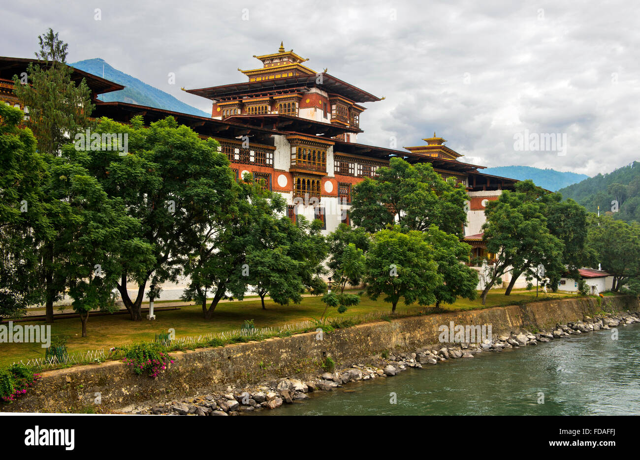 Monastère de Punakha Dzong, forteresse, district de Punakha Bhoutan Banque D'Images