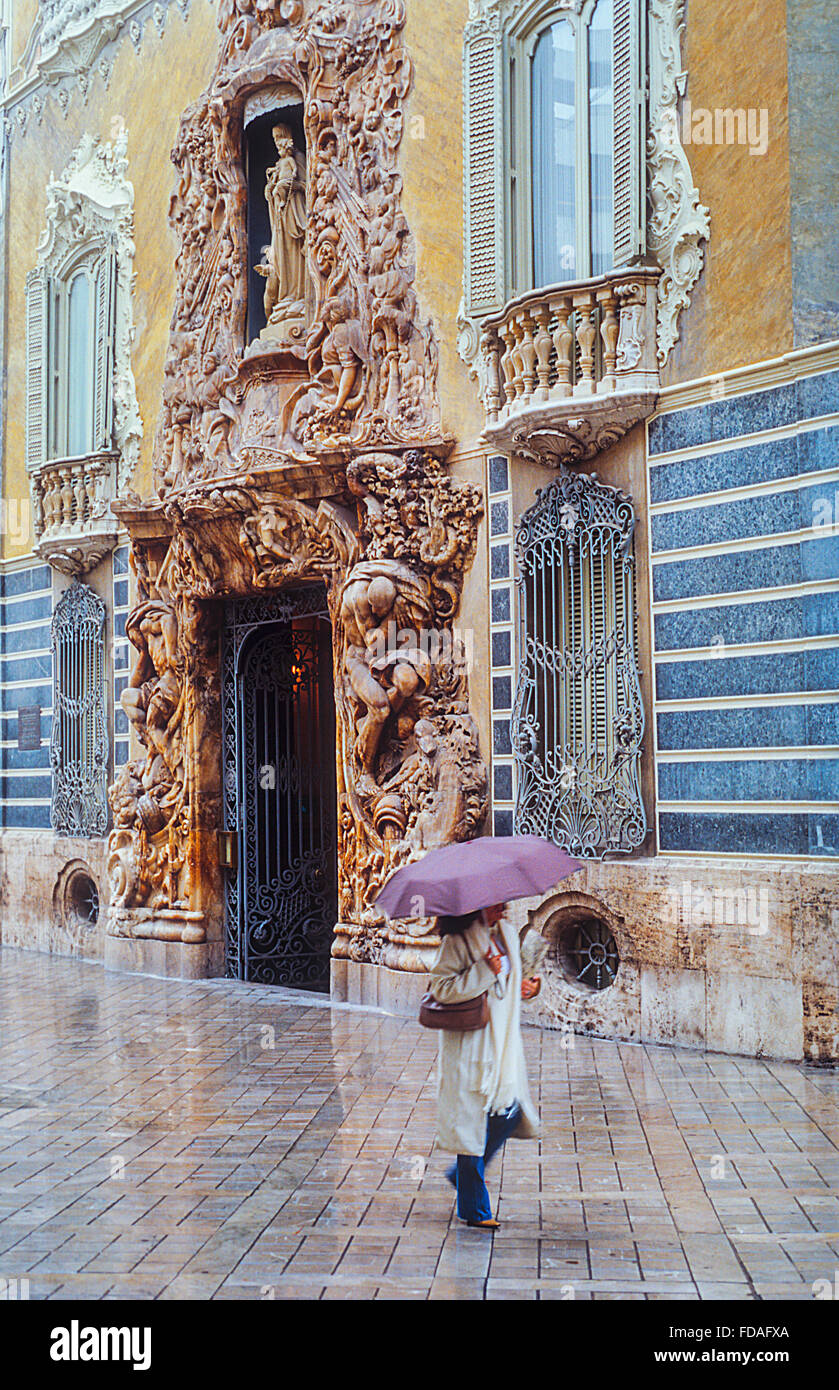 Façade de palais Marqués de Dos Aguas (18e siècle),Valence, Espagne Banque D'Images