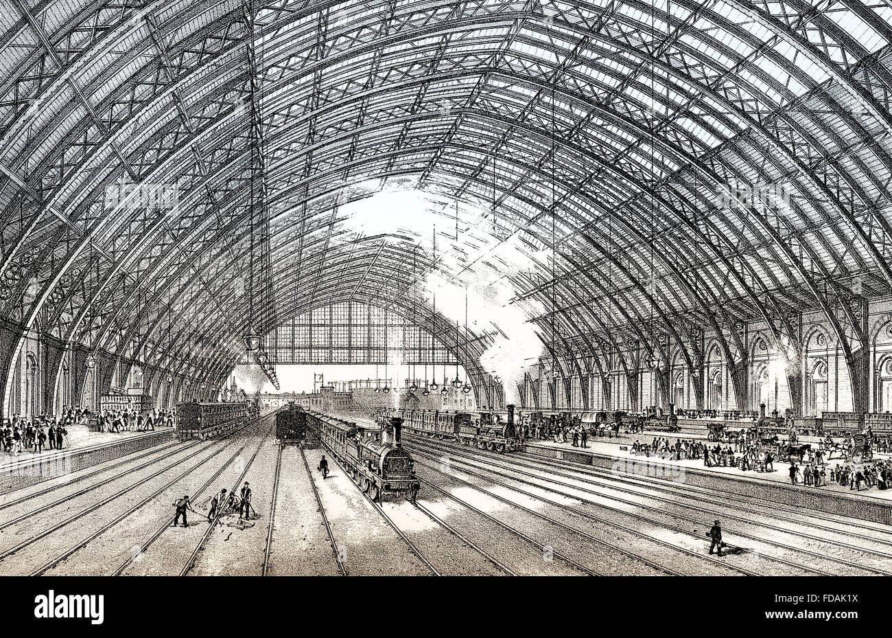 La gare St Pancras, un centre de Londres gare terminus situé sur Euston Road dans le London Borough of Camden, 19e siècle Banque D'Images