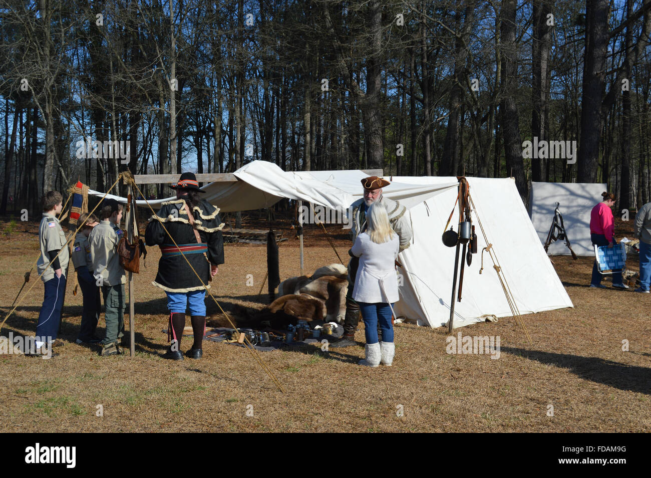 Une reconstitution de la bataille de Cowpens dans la guerre d'Indépendance américaine à la bataille de Cowpens Cowpens, Caroline du Sud. Banque D'Images