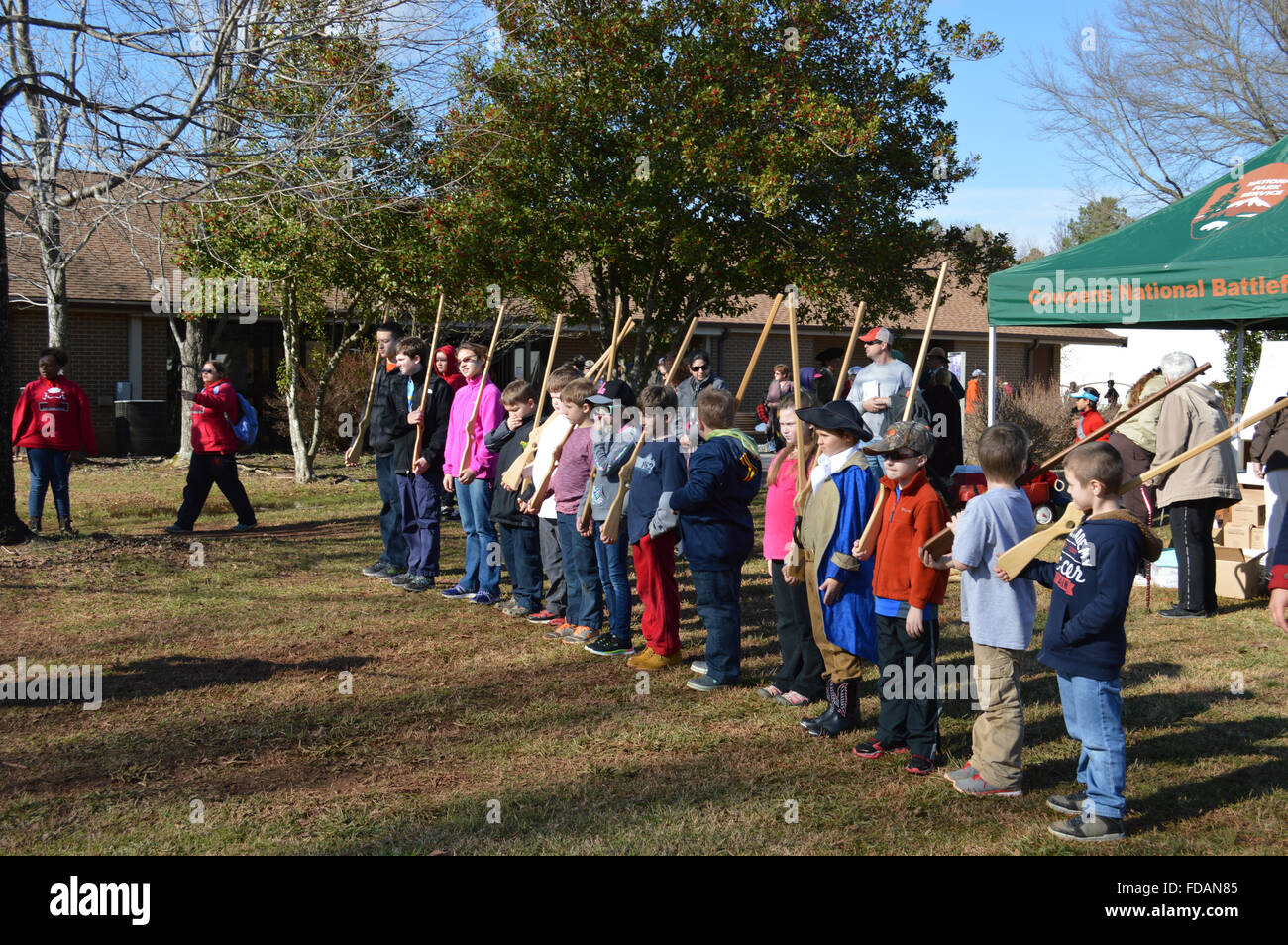 Une reconstitution de la bataille de Cowpens dans la guerre d