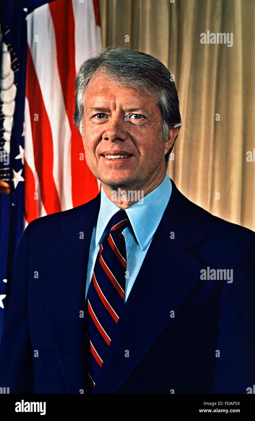 Jimmy Carter, portrait du 39e Président des Etats-Unis, Janvier 1977 Banque D'Images