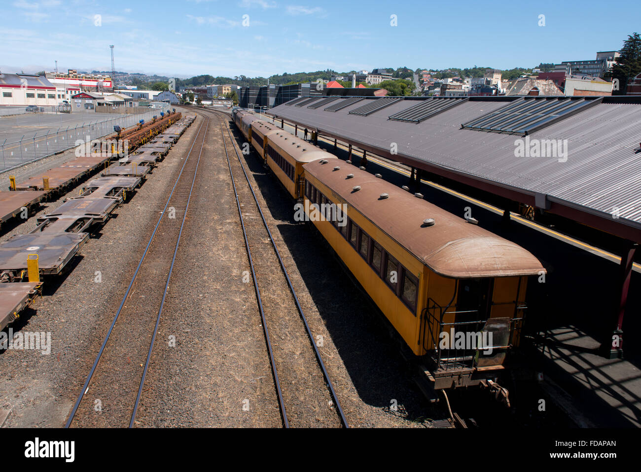 La NOUVELLE ZELANDE, Dunedin, Dunedin de fer. La gare de Dunedin victorienne historique, ch. 1906. Taieri Gorge train touristique. Banque D'Images