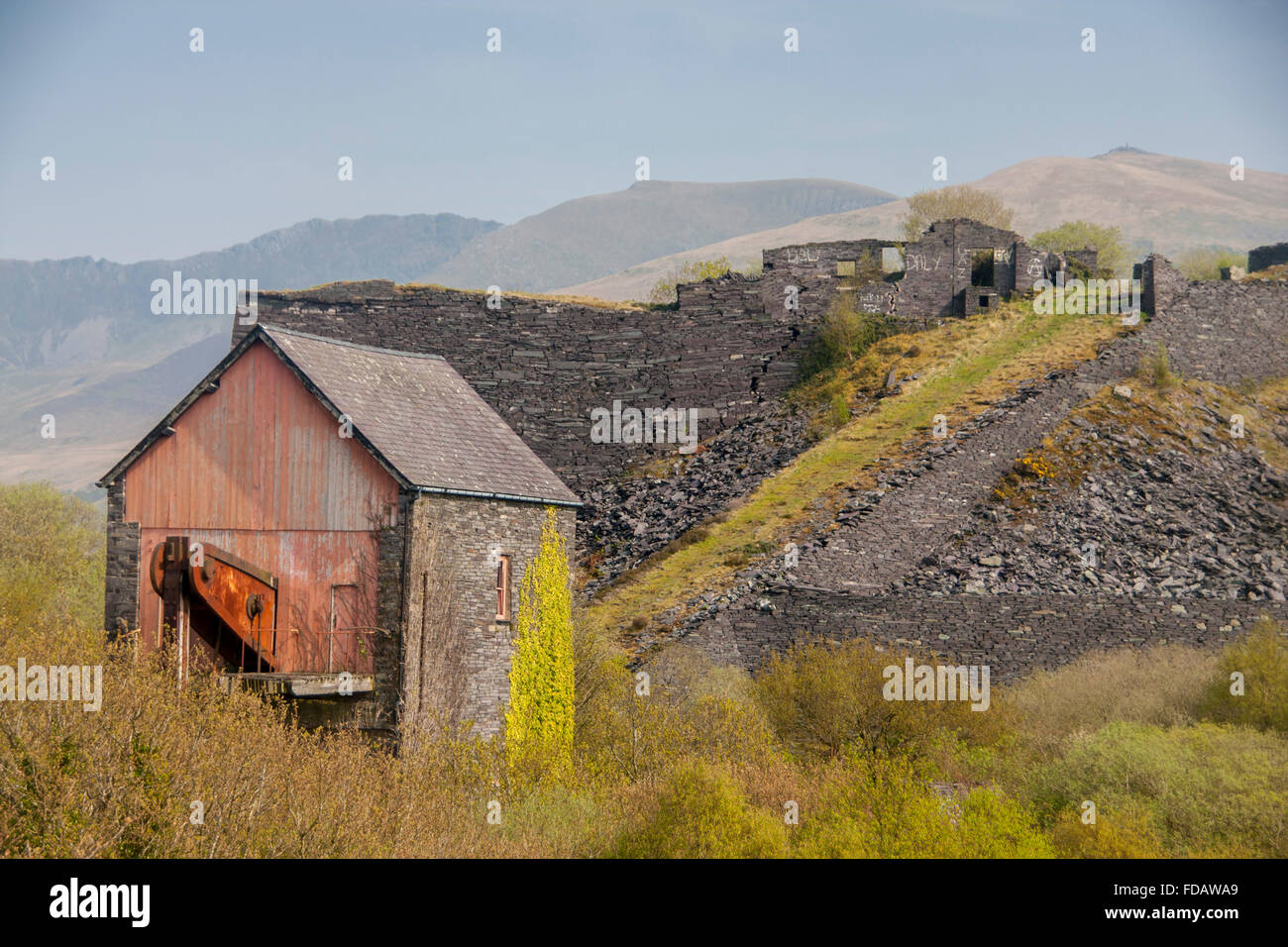 Faisceau Cornish Engine House Dorothea Ardoise Talysarn Gwynedd le Parc National de Snowdonia North Wales UK Banque D'Images