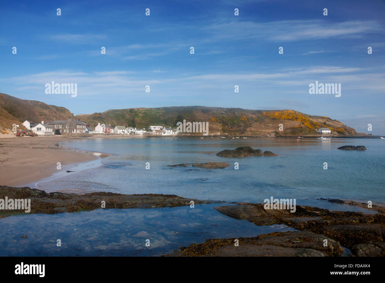 Village de Porth Dinllaen Porthdinllaen beach et péninsule Llŷn Gwynedd North Wales UK Banque D'Images