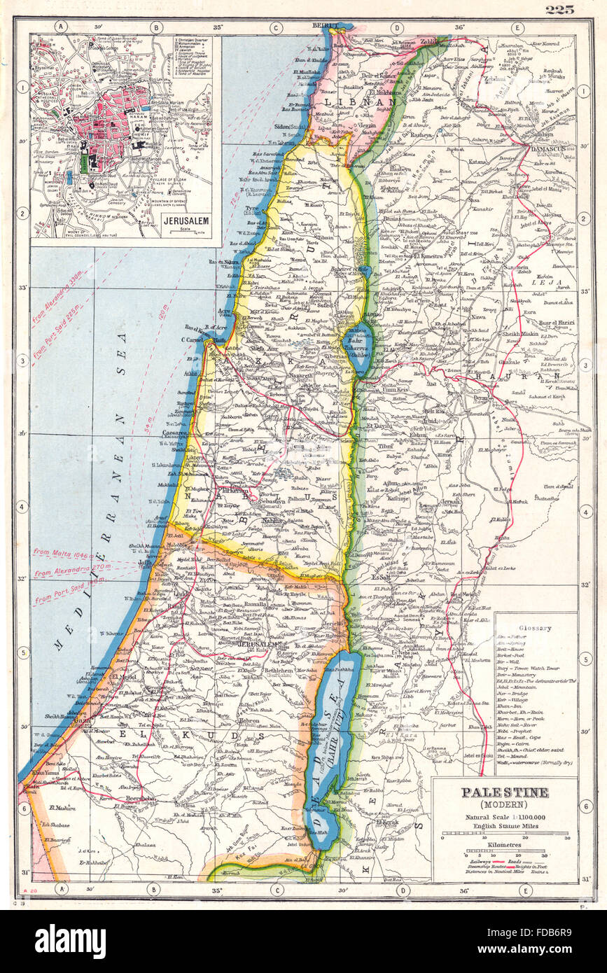 Israël Liban:Palestine moderne. Libnan Beyrouth ; médaillon Jérusalem, 1920 Ancien site Banque D'Images