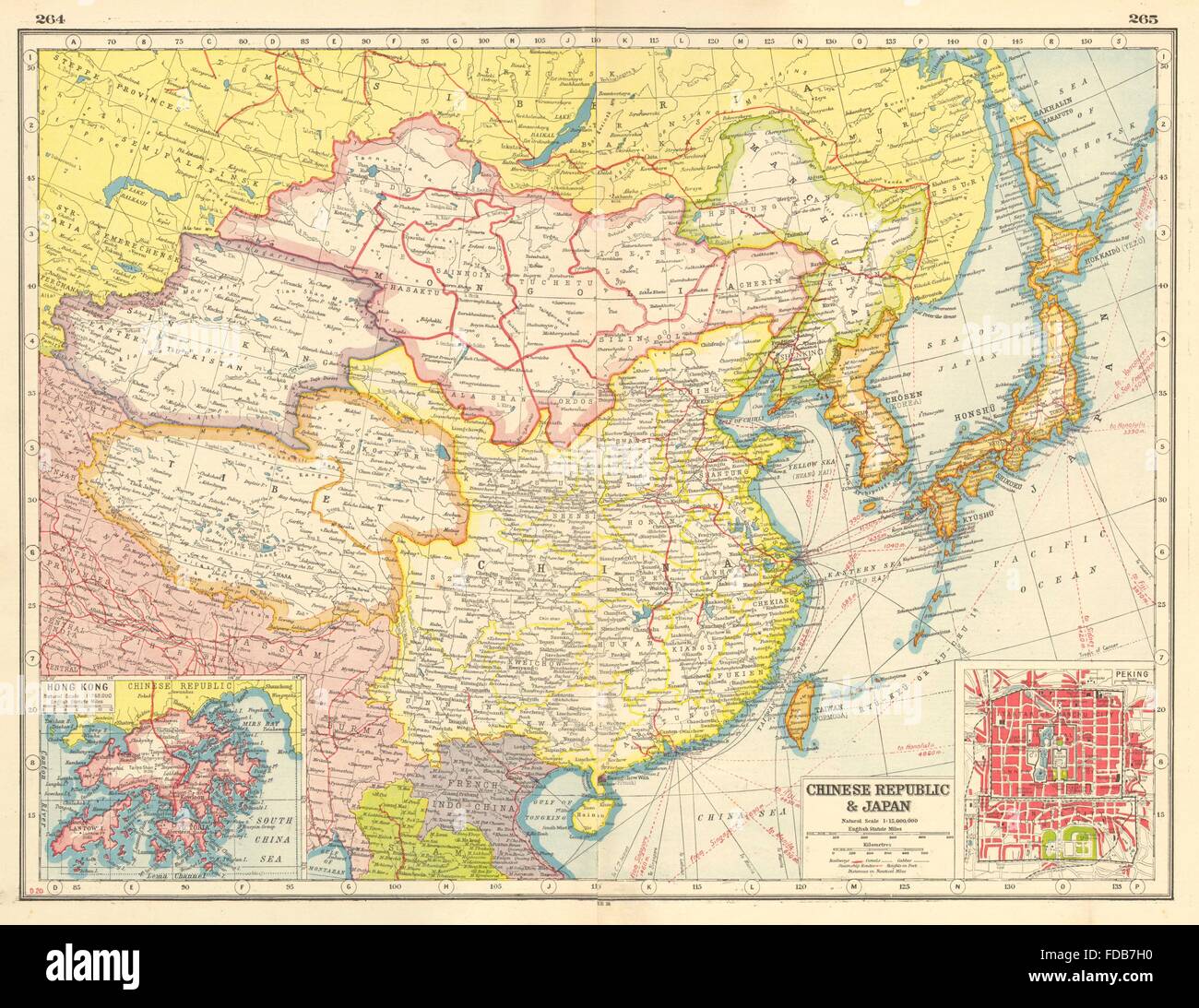 KONG 1906 Ancien Carte De Chine Corée Japon Formose Taiwan Pékin Hong Kong Allemand 