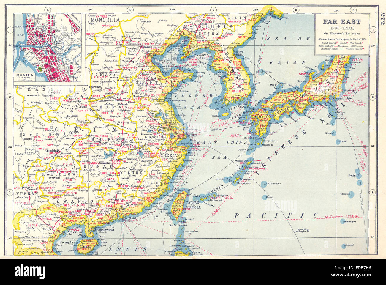 L'Asie de l'agriculture/PRODUITS MINÉRAUX:Chine Japon Corée.Manille, 1920 plan du site Banque D'Images